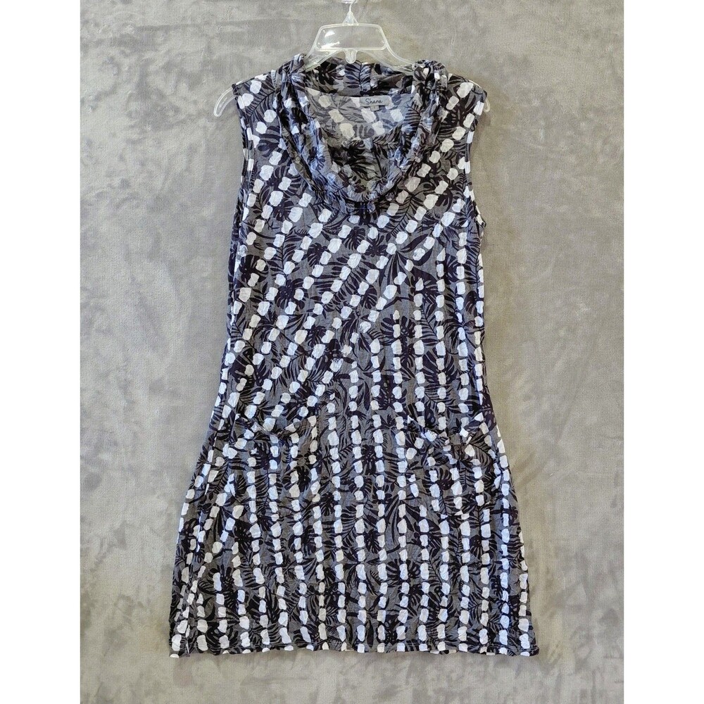 Shana Burnout Cowl Neck Sleeveless Dress Women's Small Pockets Geometric Artsy